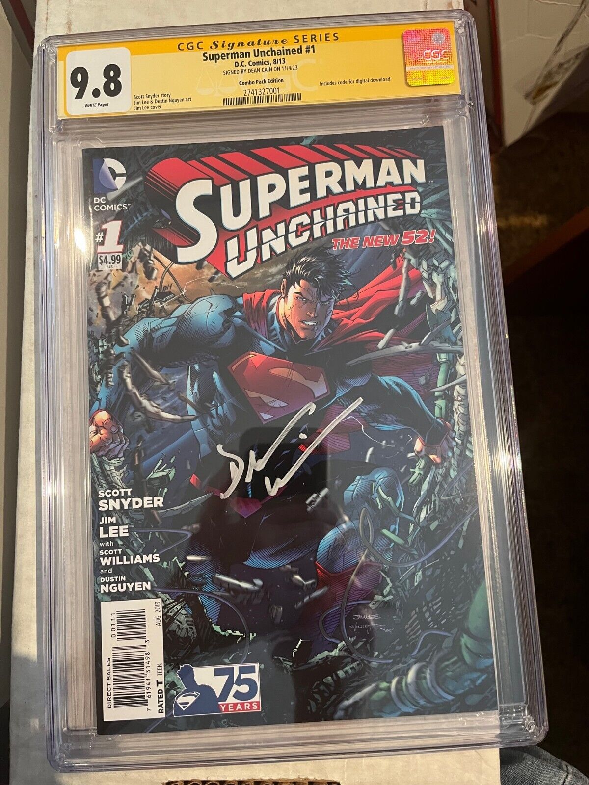 Superman Unchained #1 CGC 9.8 NM/MT, Combo Pack, Jim Lee, SS signed by Dean Cain