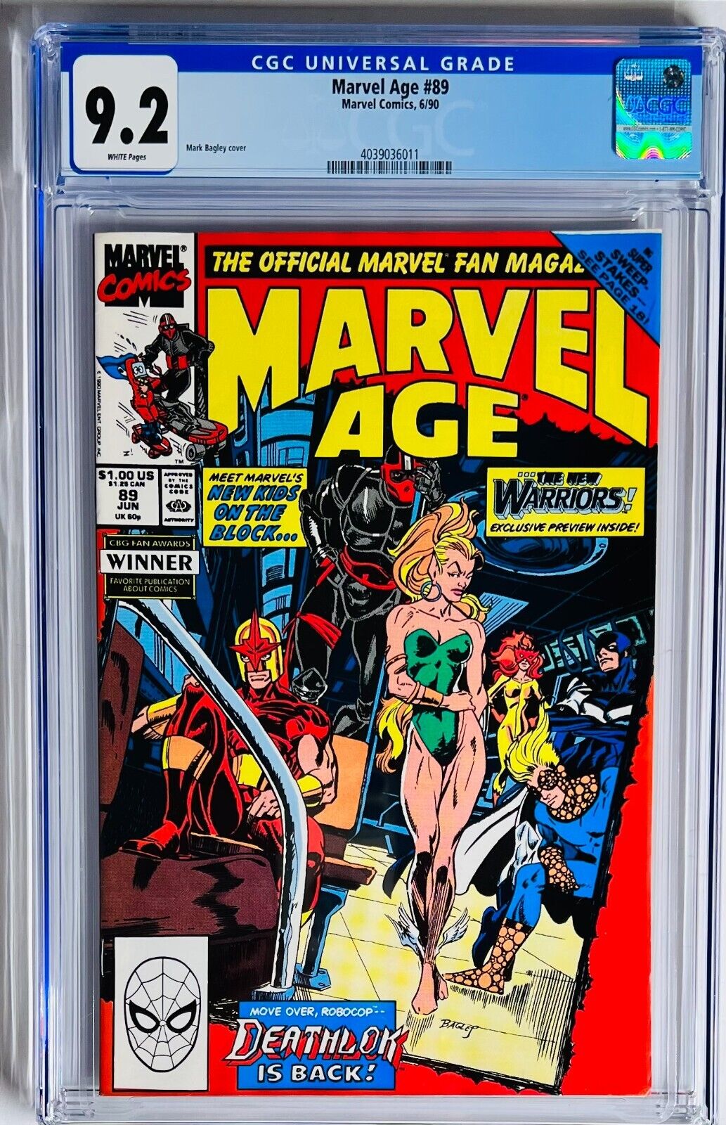 Marvel Age #89 CGC 9.2 1st Bagley Art on New Warriors-12 Graded Copies In Census