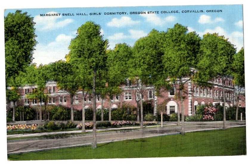Margaret Snell Hall Girls Dormitory Oregon State College Corvalis OR Postcard 
