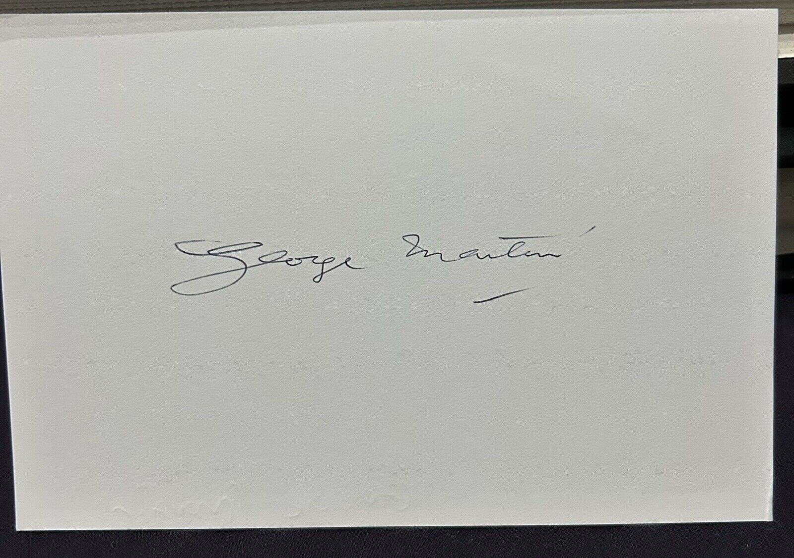 Sir George Martin signed card The Beatles autograph Abbey Road