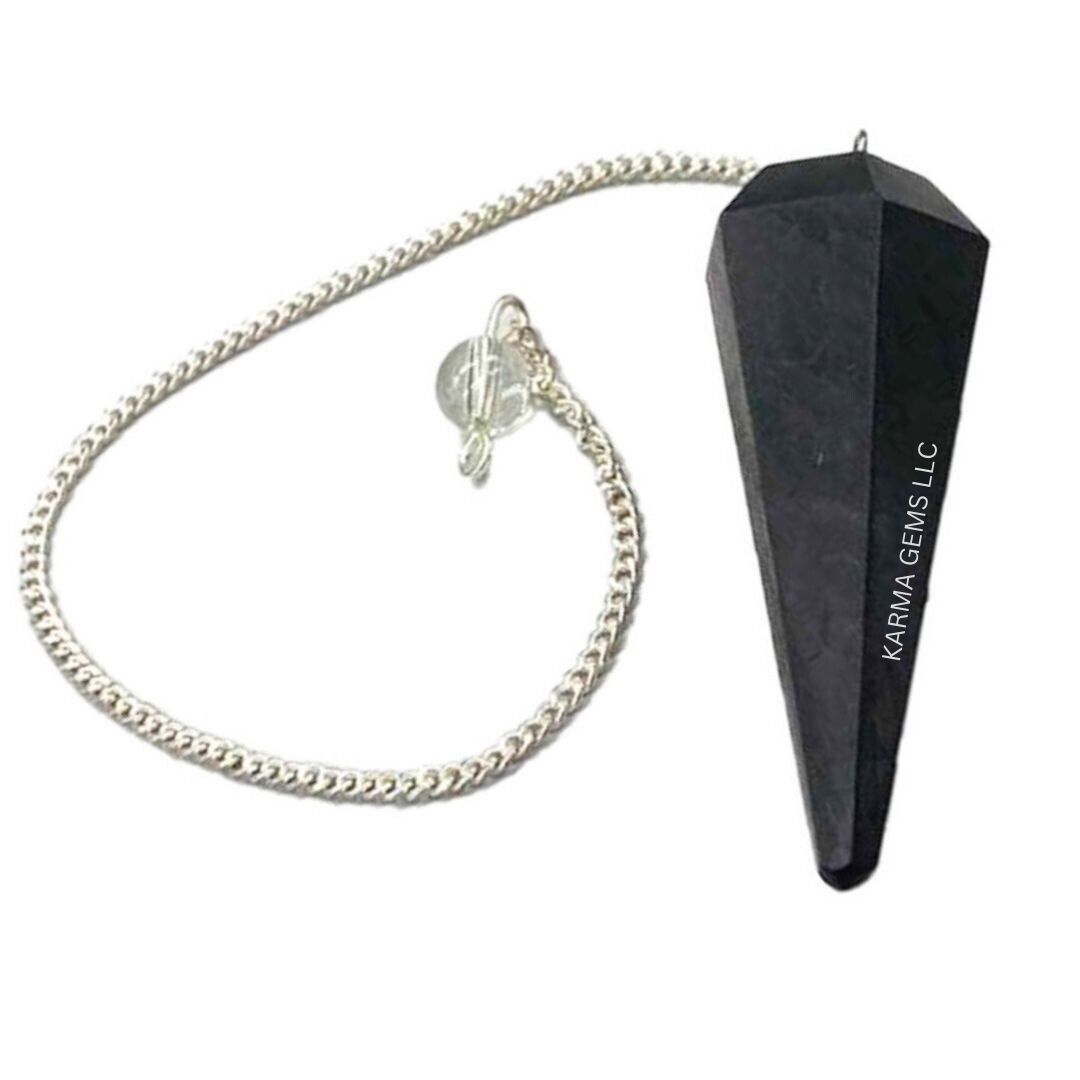 1 Pc Shungite Stone Crystal Pendulum Hexagonal Reiki Chakra Healing Pendant