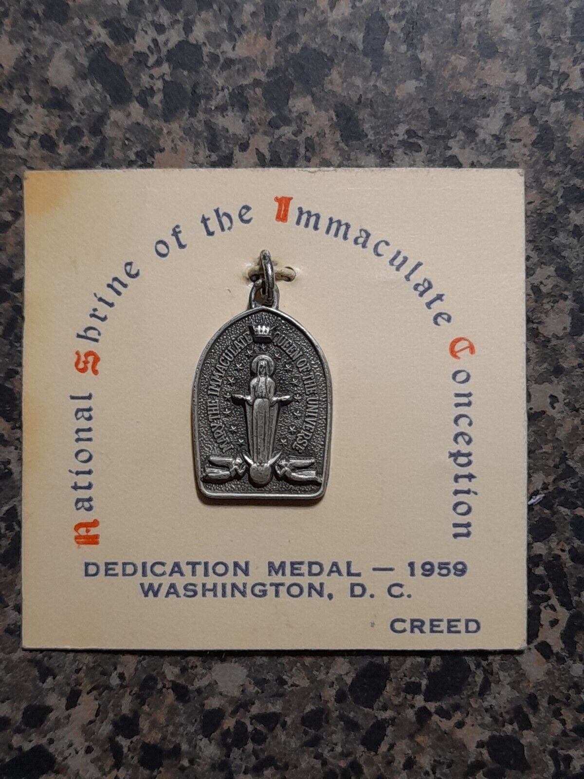 Vintage Dedication Shrine Immaculate Conception Washington DC Creed Medal 