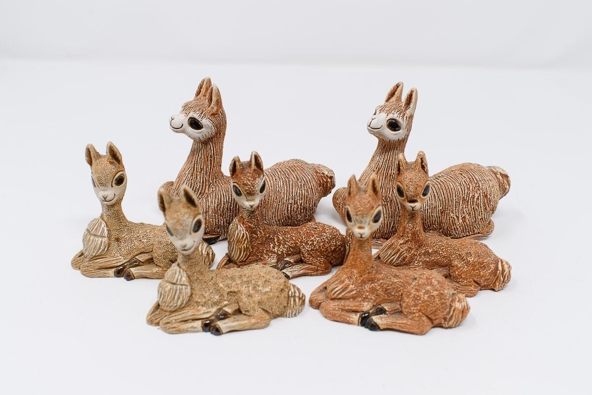Llama Alpaca Lot of 7 clay ceramic figurines Peru 2 Large 5 small