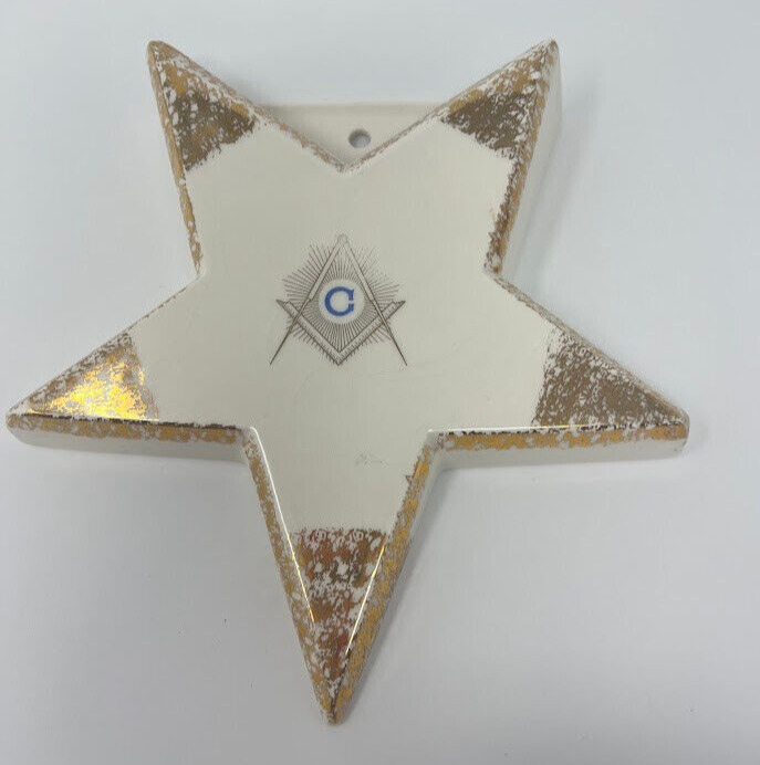 Vintage Masonic Freemason Eastern Star Ceramic Wall Hanging Plaque Pocket