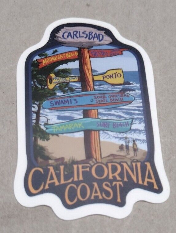 Carlsbad California Coast Die Cut Sticker - Travel Tourist Scrapbook Collectible