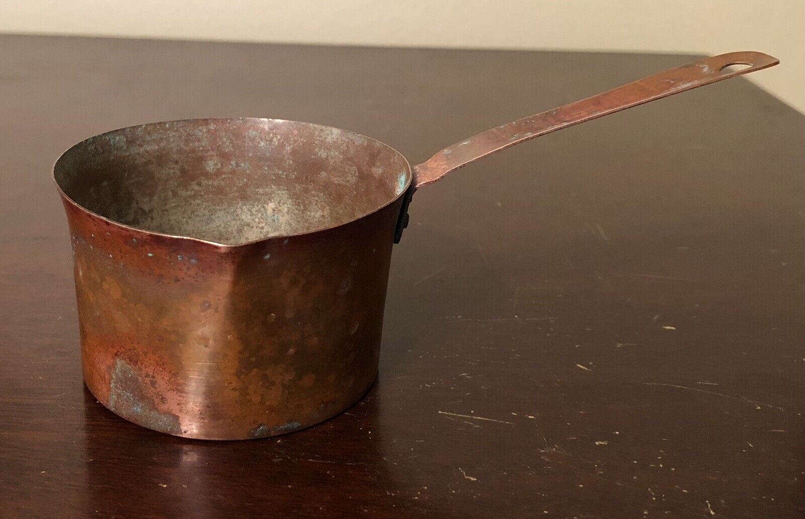 Vintage Copper Measuring Cup w/ Handle - 1/2 Cup Capacity