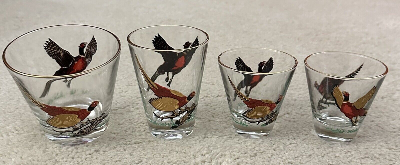 Vintage Set Of 4 Wild Turkey Bar Glasses W/ Double Logo