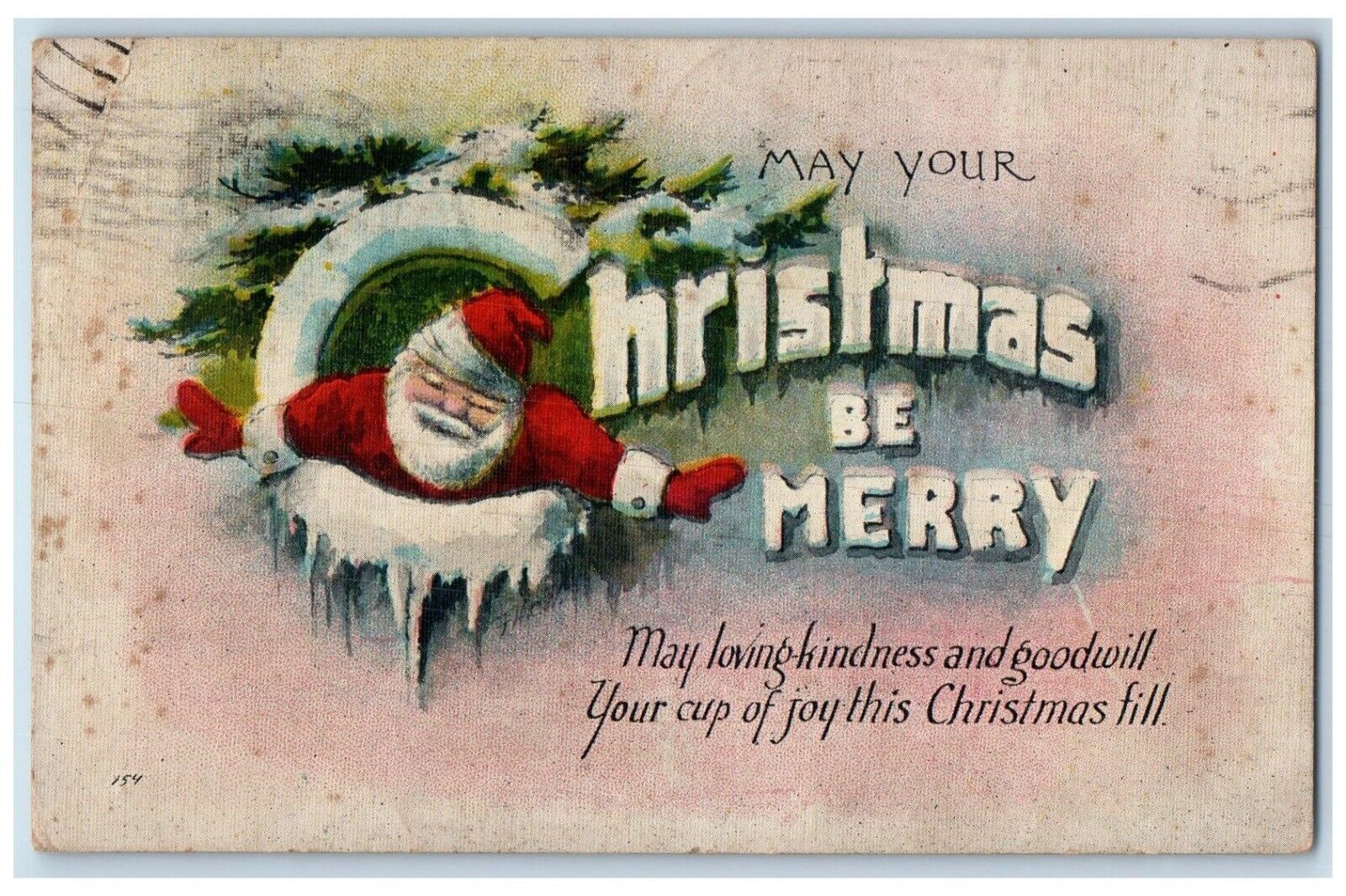 c1910\'s Merry Christmas Santa Claus Mount Morris Illinois IL Antique Postcard