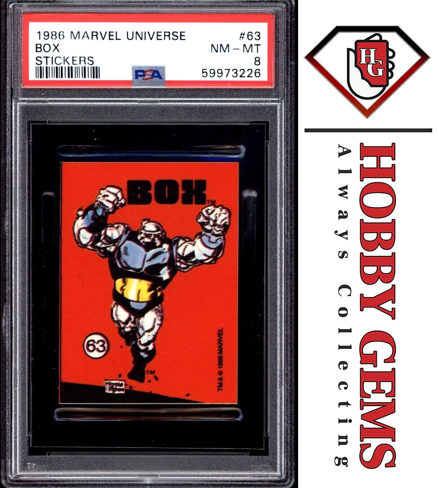 BOX PSA 8 1986 Marvel Universe Comic Images Sticker #63