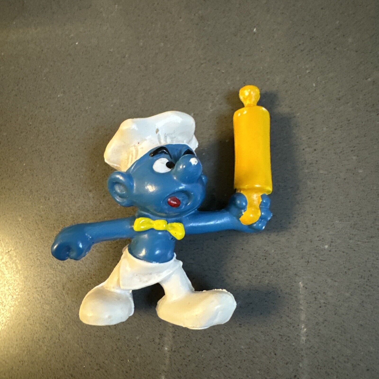 Vintage Smurf Baker With Rolling Pin Figurine