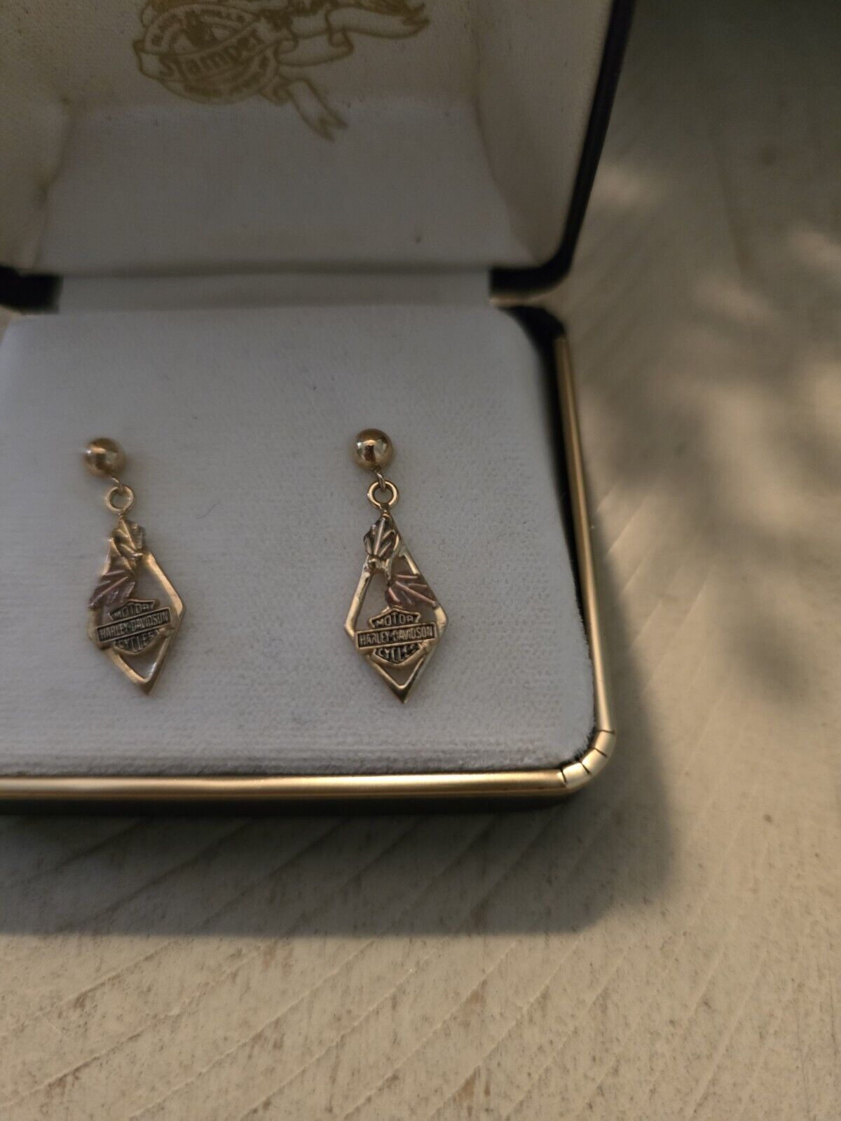harley davidson earrings gold 24k