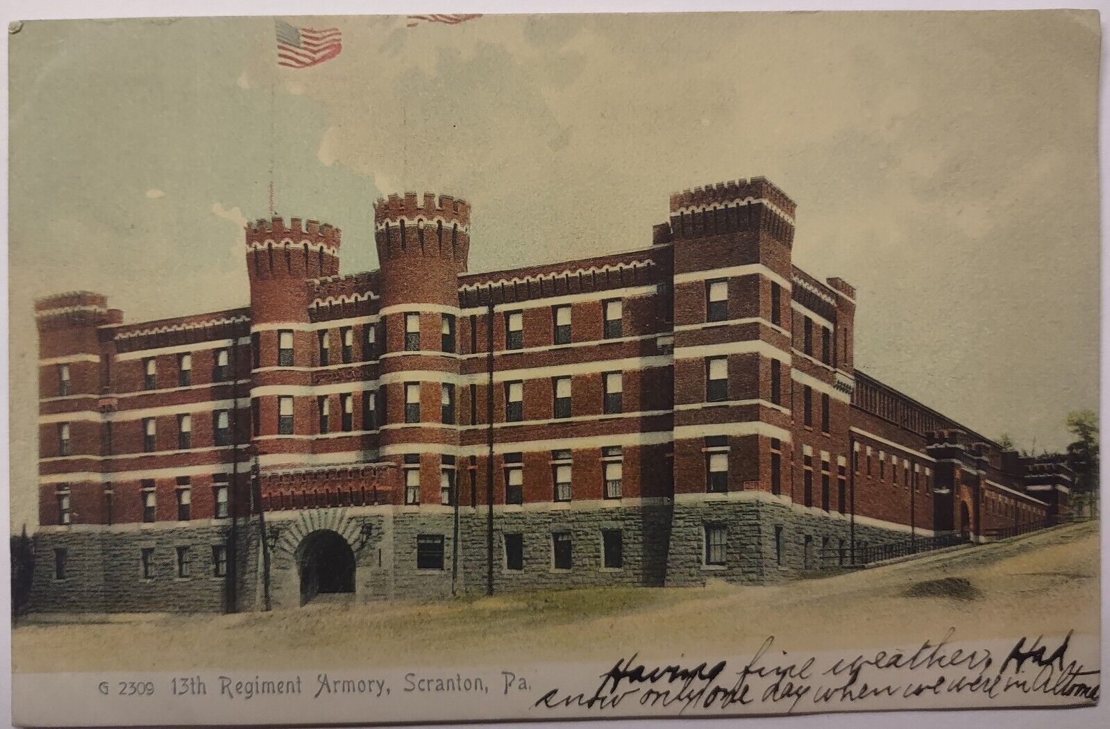 Vintage 13th Regiment Armory Scranton Pennsylvania Undivided Back Postcard 1905