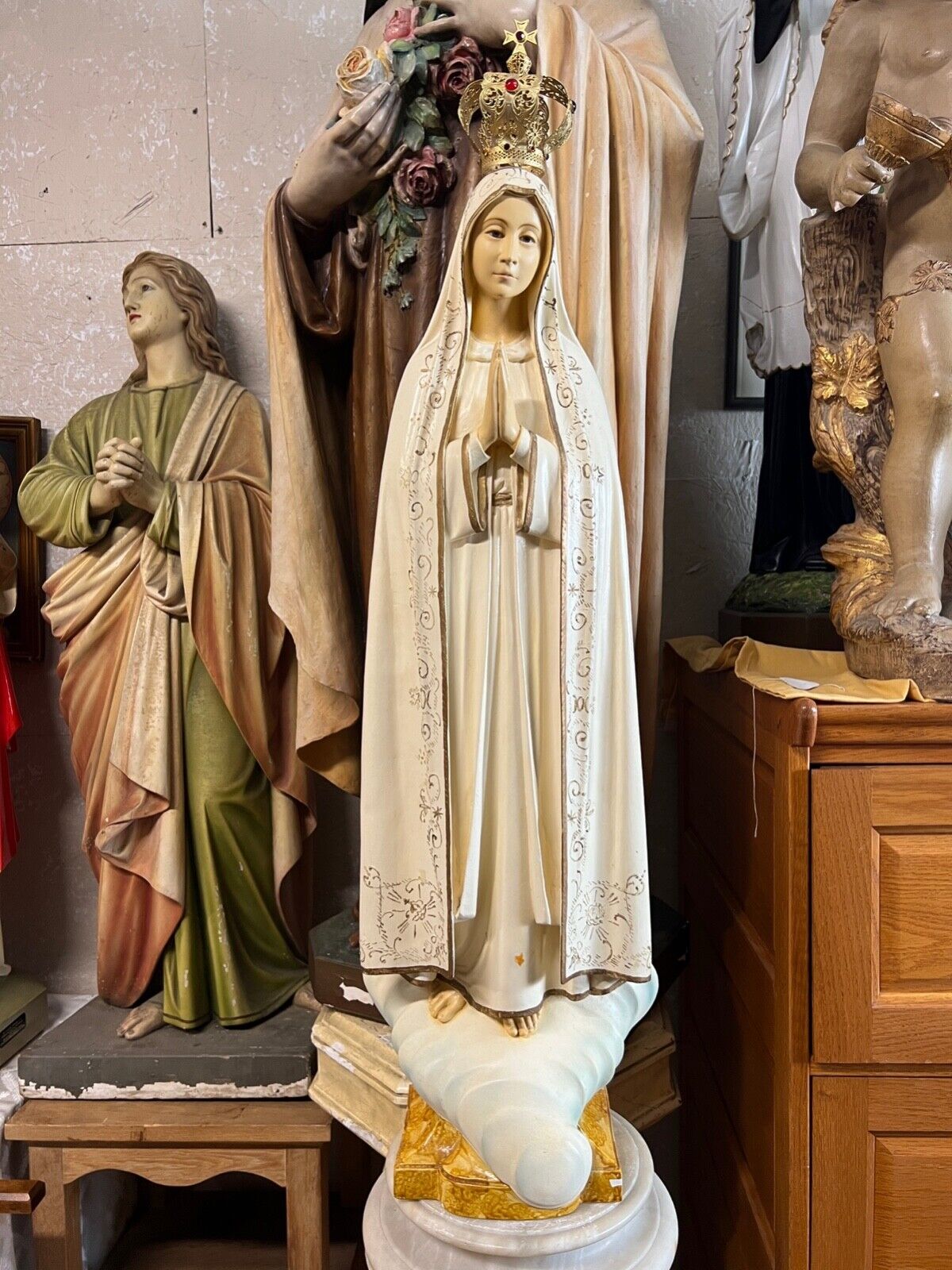 Our Lady of Fatima Statue plaster 33 inches