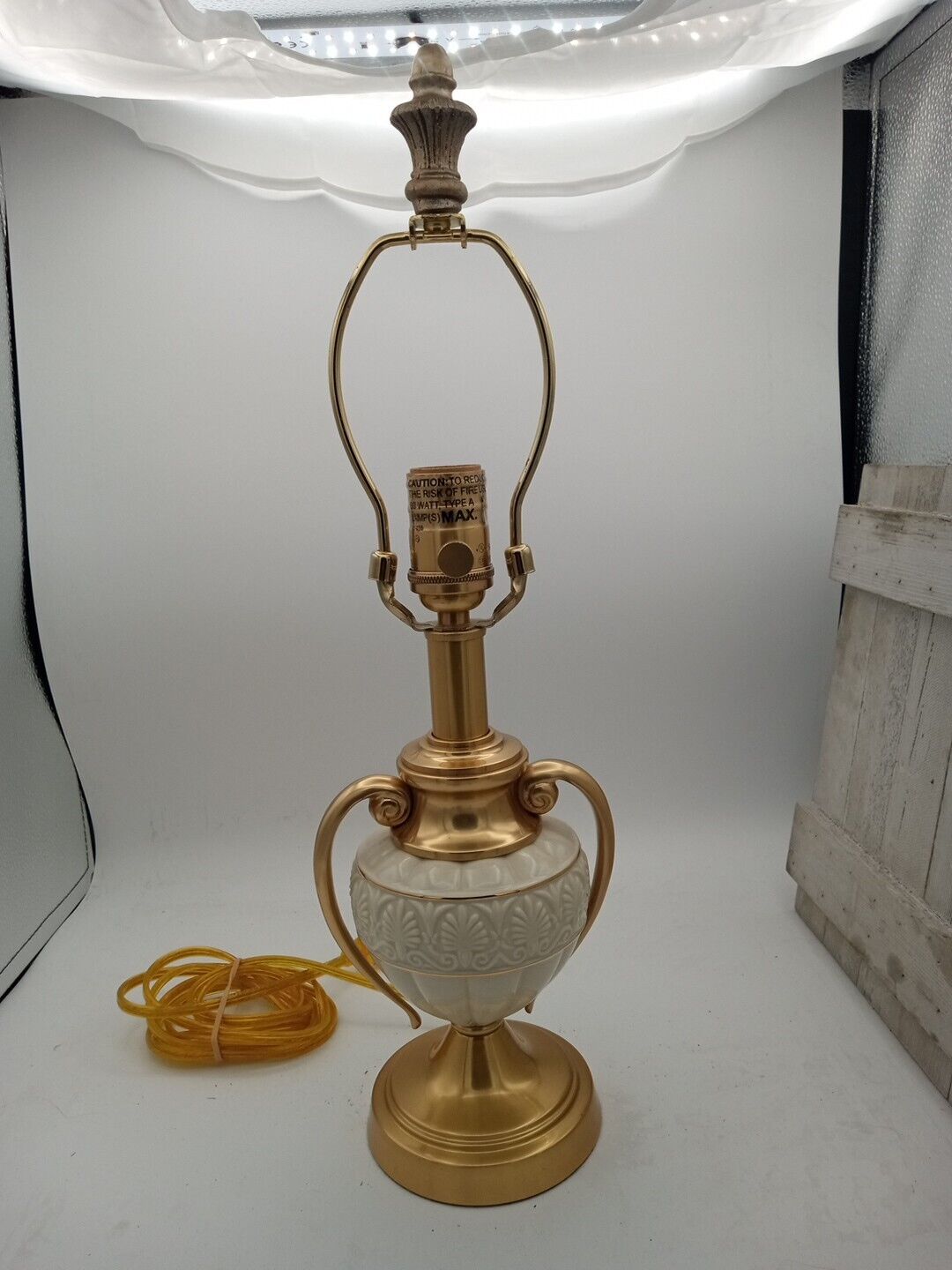 Lenox Lamp Made By Quoizel Lamp Athenian Style Brass Gold Trim Off White Ceramic