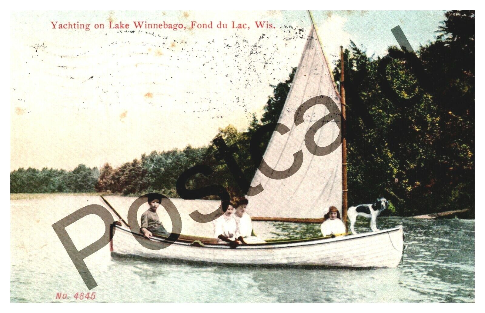 1909 Yachting on Lake Winnebago, Fond du Lac WI, sail boat, postcard jj030