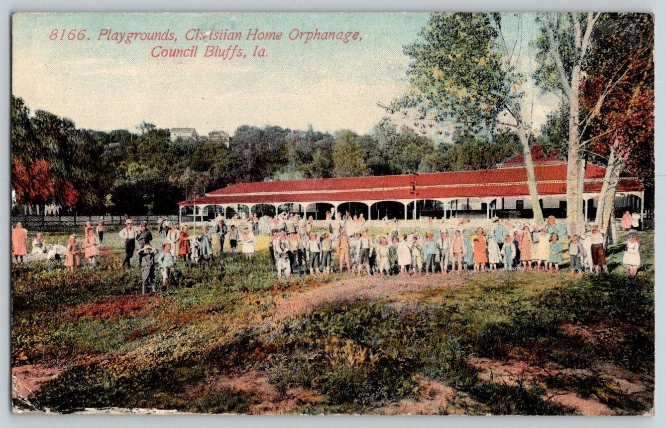 Postcard~ Playground Christian Home Orphanage~ Council Bluffs, Iowa~ IA
