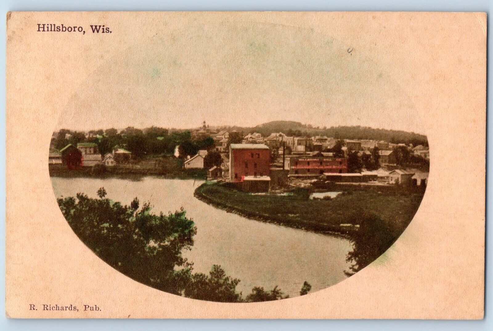 Hillsboro Wisconsin Postcard Lake River Exterior Building c1910 Vintage Antique