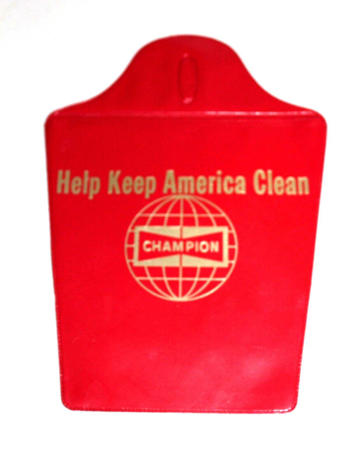 1966 CHAMPION SPARK PLUGS HELP KEEP AMERICA CLEAN VINTAGE AUTO TRASH BAG RARE