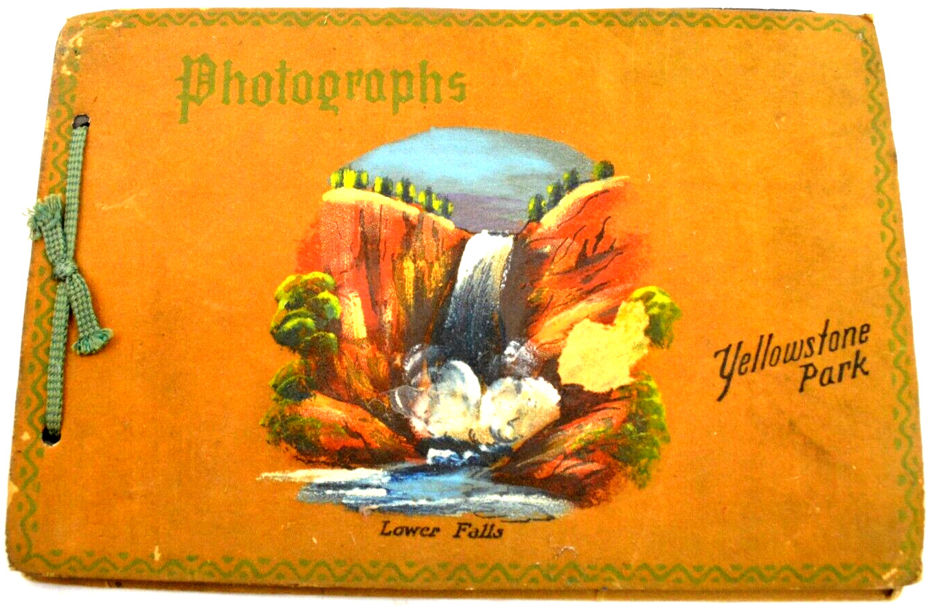 Vintage Handpainted Souvenir Photo album Yellowstone Park circa 1940