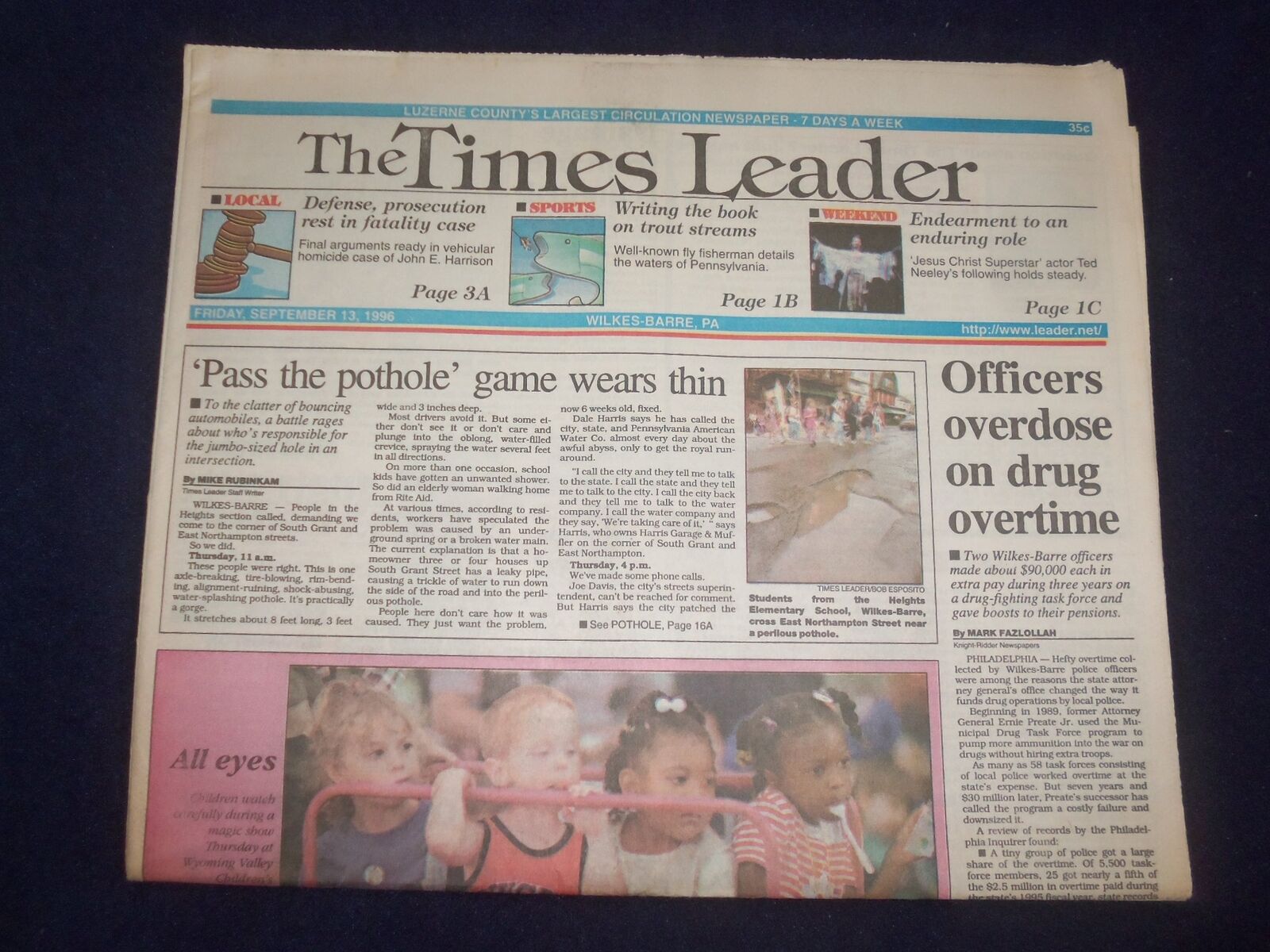 1996 SEP 13 WILKES-BARRE TIMES LEADER-OFFICERS OVERDOSE ON DRUG OVERTIME-NP 8162