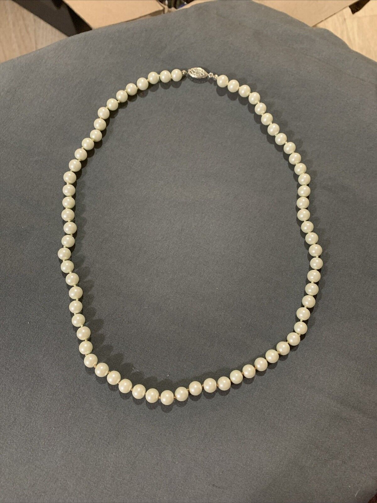 Vintage Mid-Century Sterling Silver Pearl Drop Necklace