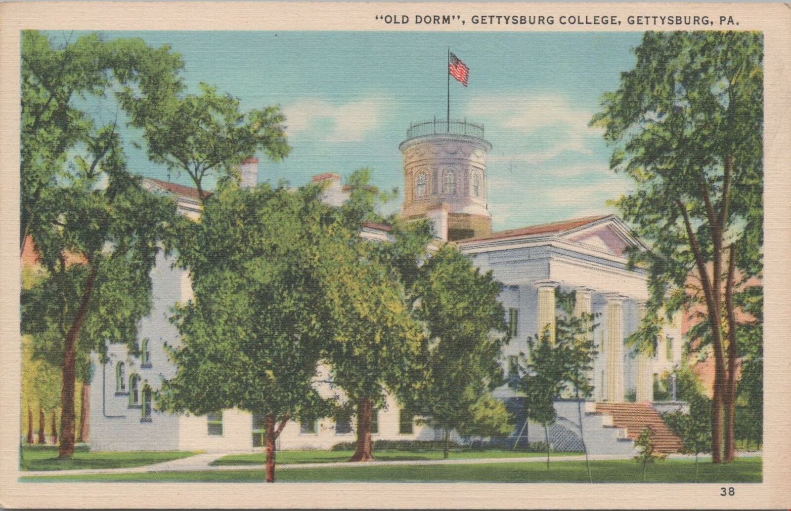 Postcard Old Dorm Gettysburg College Gettysburg PA 