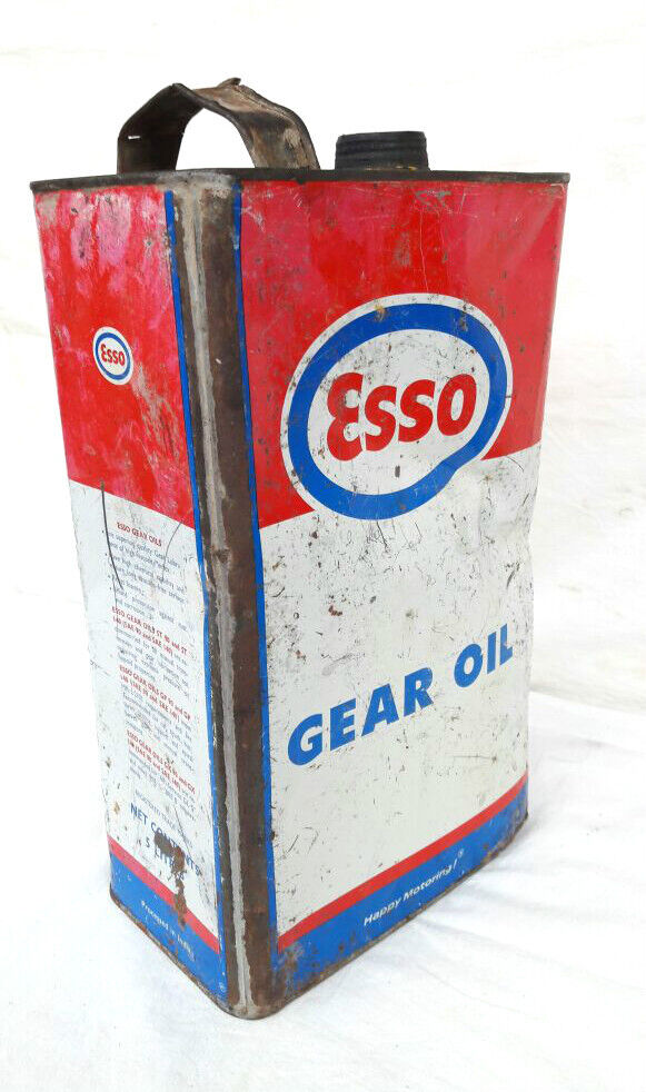 Vintage Old Antique Rare Original Esso Gear Oil Adv Big Fine Tin Box,Collectible