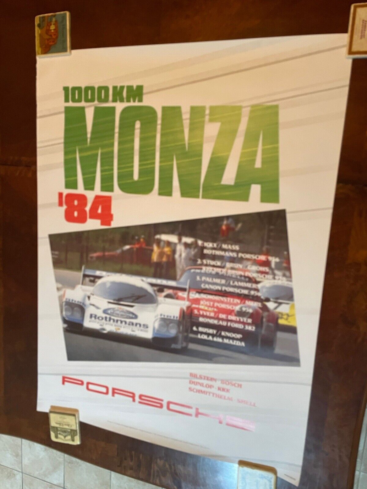 1984 1000KM Monza Rothmans Porsche 956 Racing Poster Factory Original 30”x40”