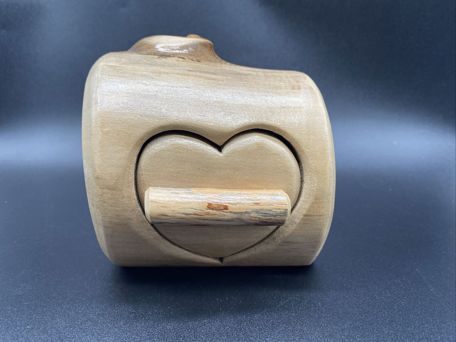 Vintage Wooden Box Cottage Core Nature Turns Aspen Wood Knot Heart Fairy