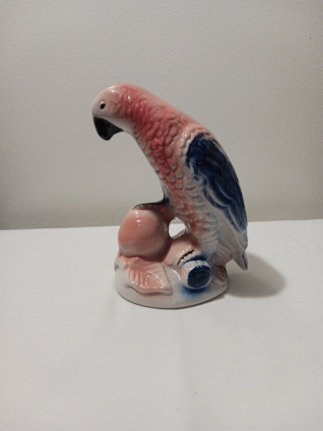 Vintage Ceramic Brazilian Parrot Parakeet Bird Blue And Pink Figurine 