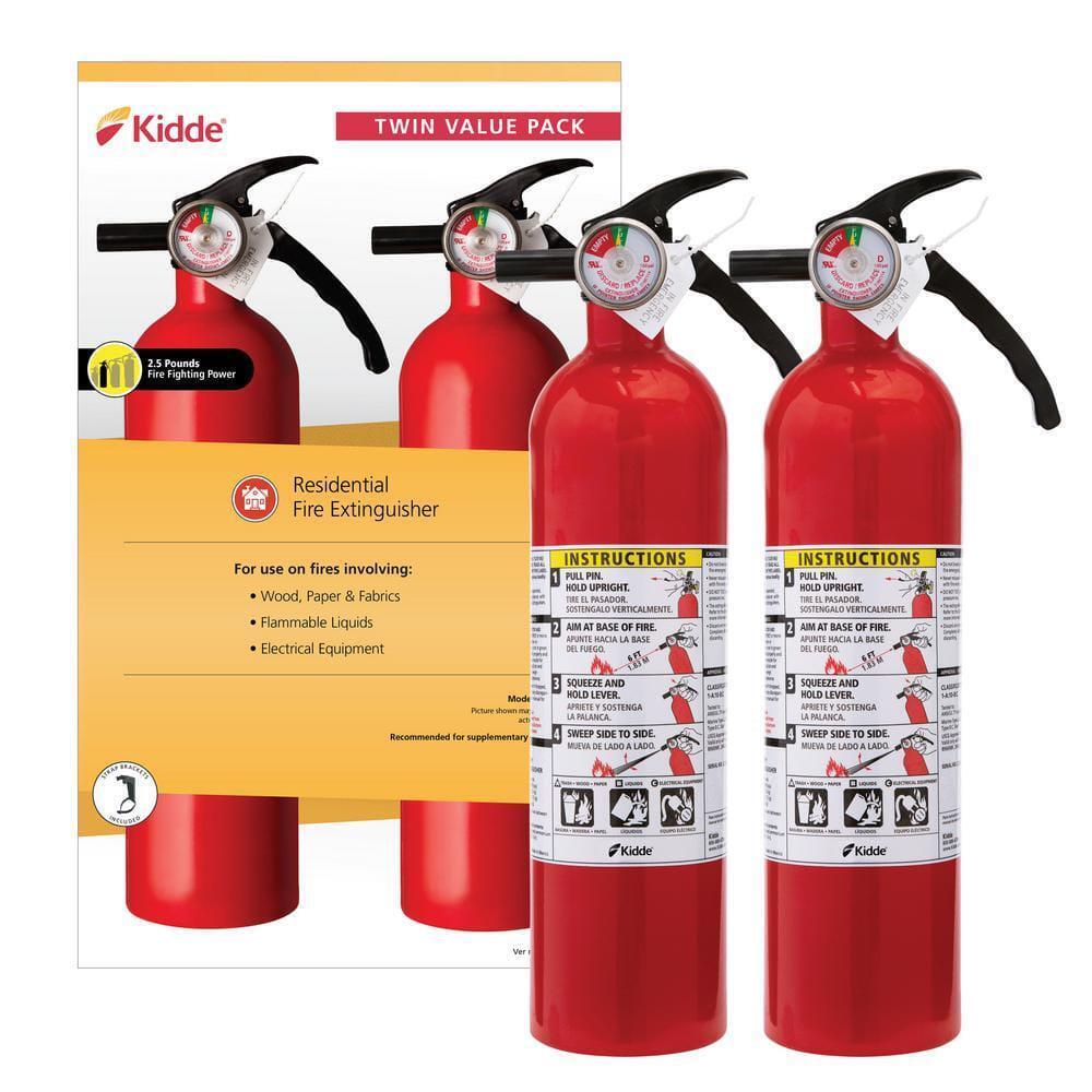 Kidde Dry Chemical Fire Extinguisher 2 Pack Home Car Garage Kitchen 1-A:10-B:C