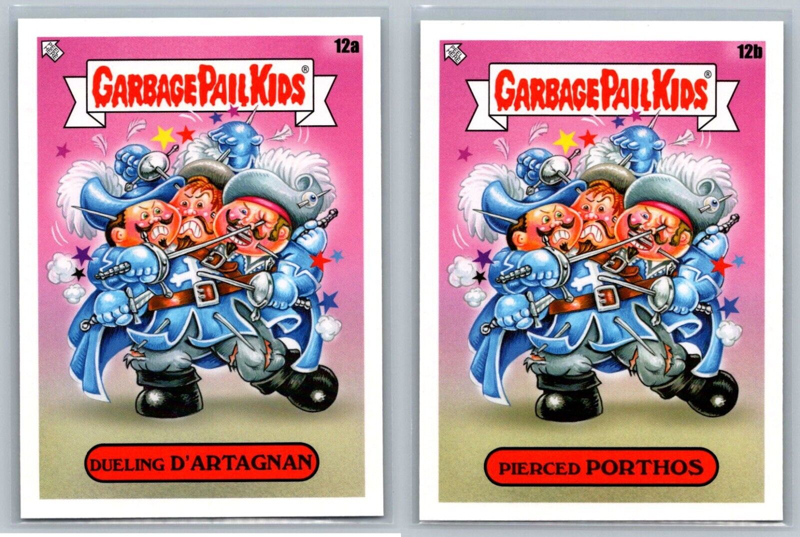 The Three Musketeers Dumas Garbage Pail Kids GPK Spoof 2 Card Set Book Worms