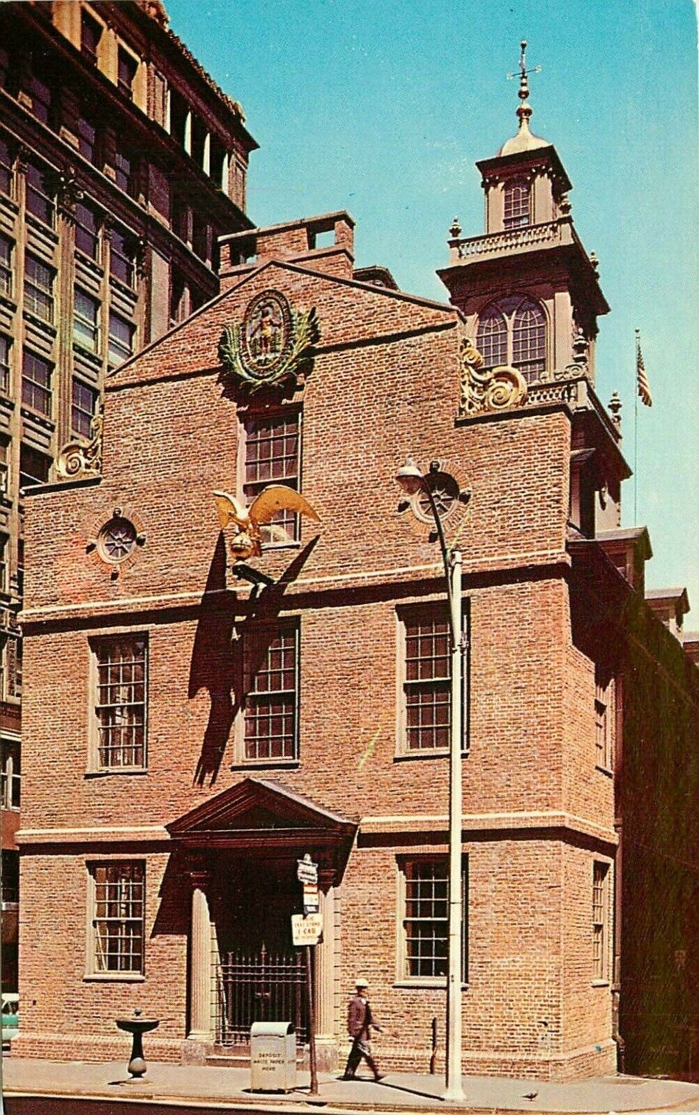 Old State House Boston Massachusetts MA Washington State Streets Postcard