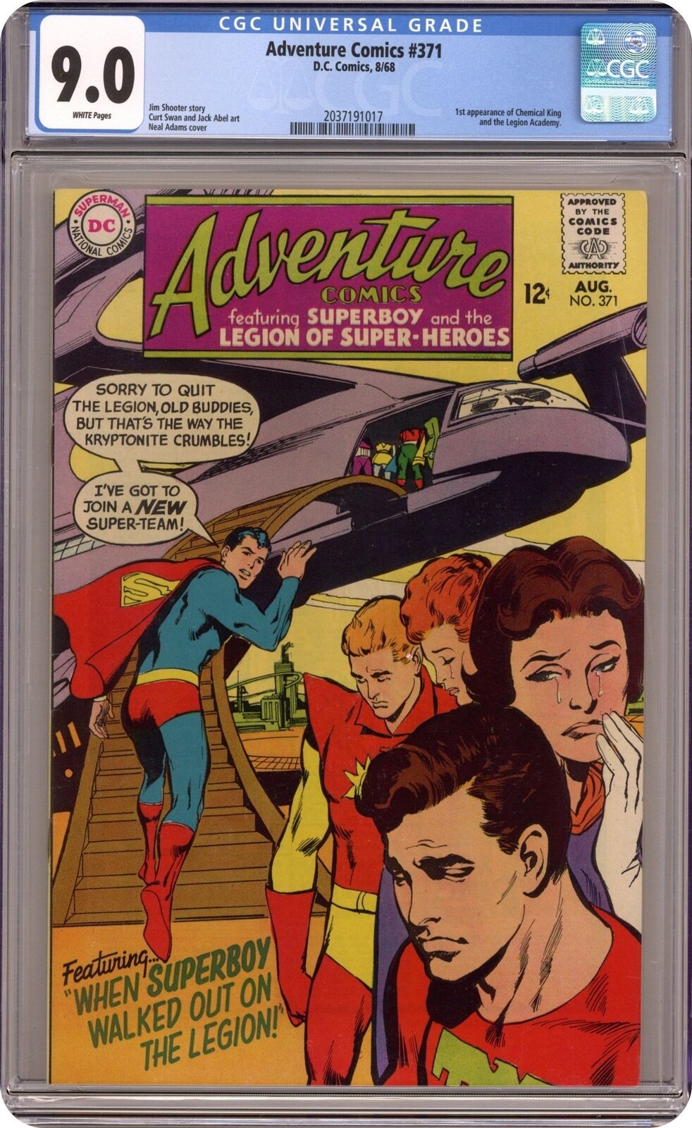 Adventure Comics #371 CGC 9.0 1968 2037191017