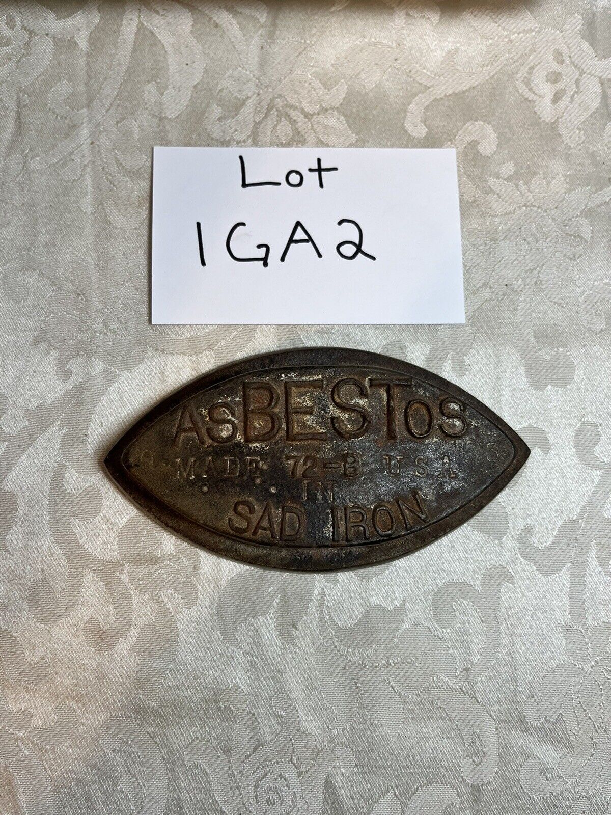 Asbestos 72 A Sad Iron Cast Iron Rusty Door Stop Laundry Sewing Room Collectible
