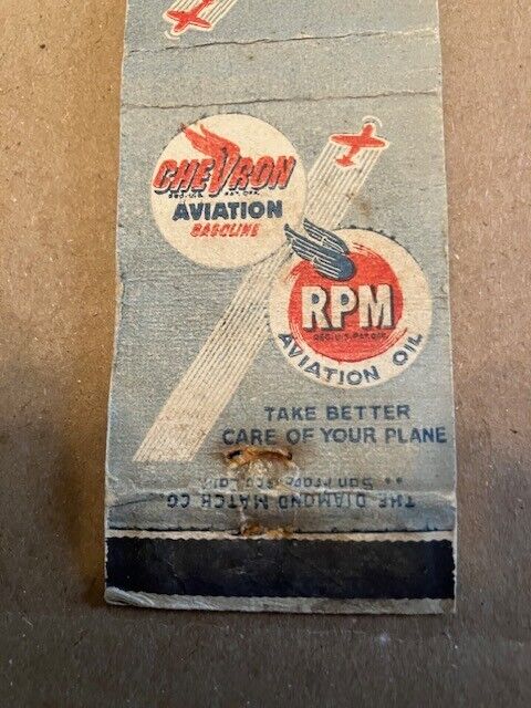 CHEVRON AVIATION FUEL FISHER AIRCRAFT SAN DIEGO MATCHBOOK COVER