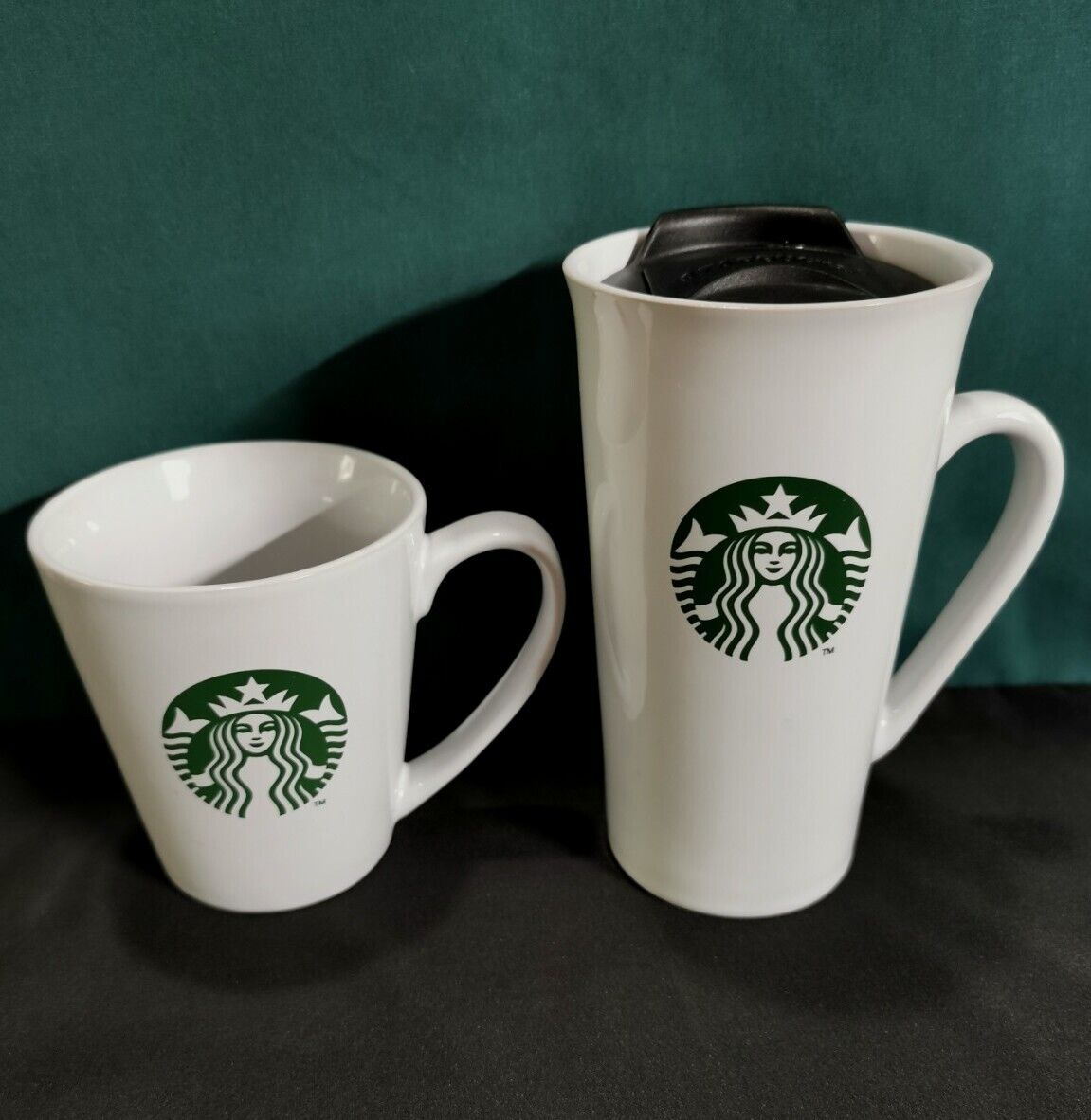 2014 Starbucks Classic Mugs - Set Of 2 - 12oz Travel w/Lid & 11oz Coffee Cup ☕