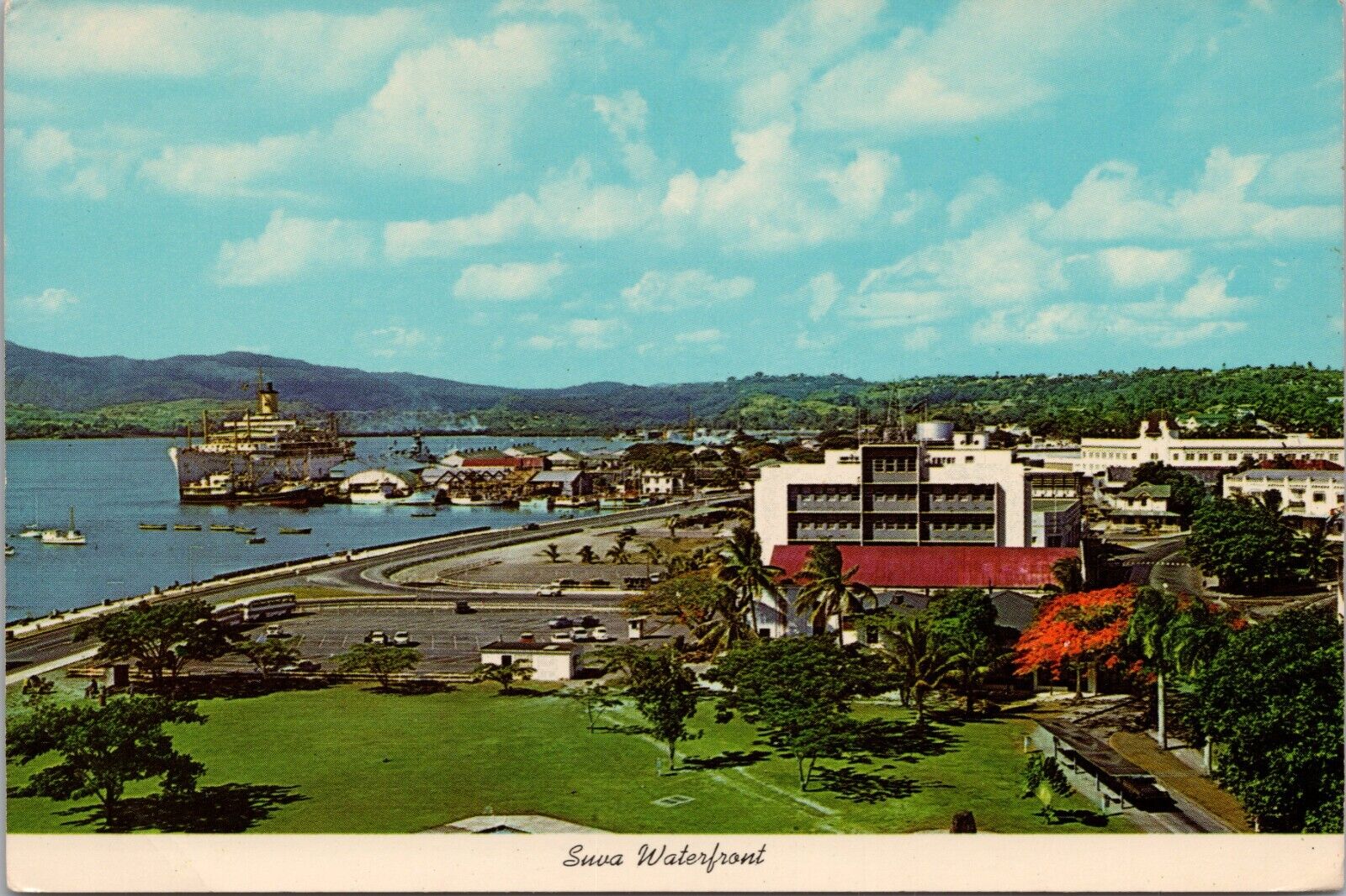 SUVA, FIJI ~ Port Of Suva & Waterfront c.1975 Postcard