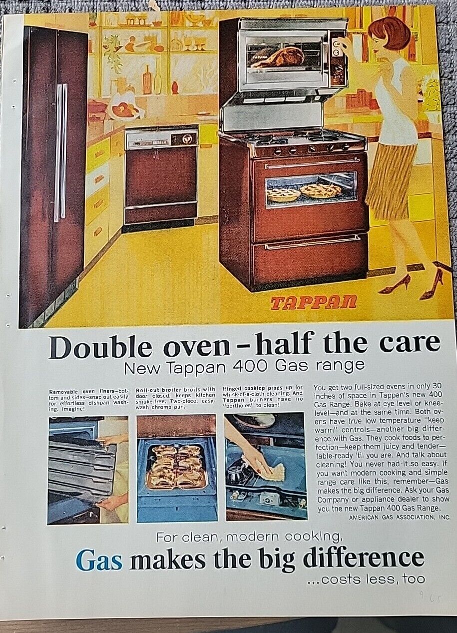 1965 Brown Tappan 400 Double Oven Kitchen Design Vintage Appliance ad