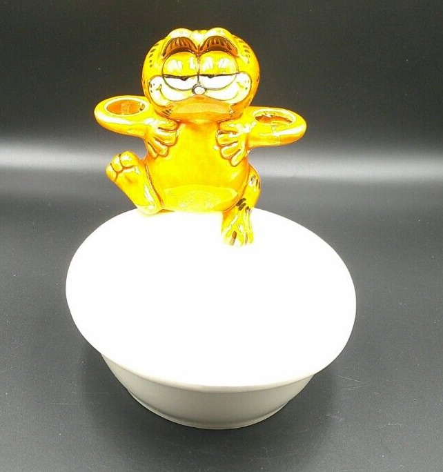 Garfield The Cat Vtg 1981 Soap Dish Toothbrush Holder Enesco Ceramic Japan *READ