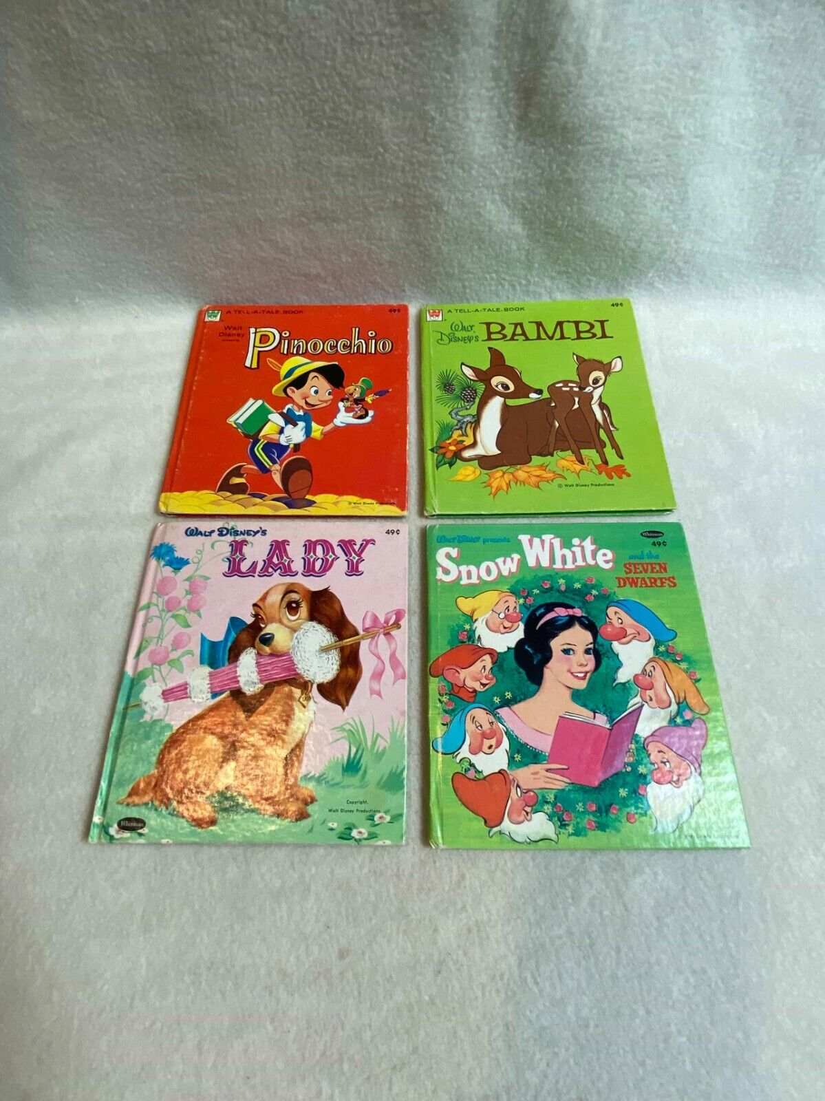 Vtg Whitman Disney Children\'s Books - Pinocchio/Bambi/Snow White/Lady - Set of 4