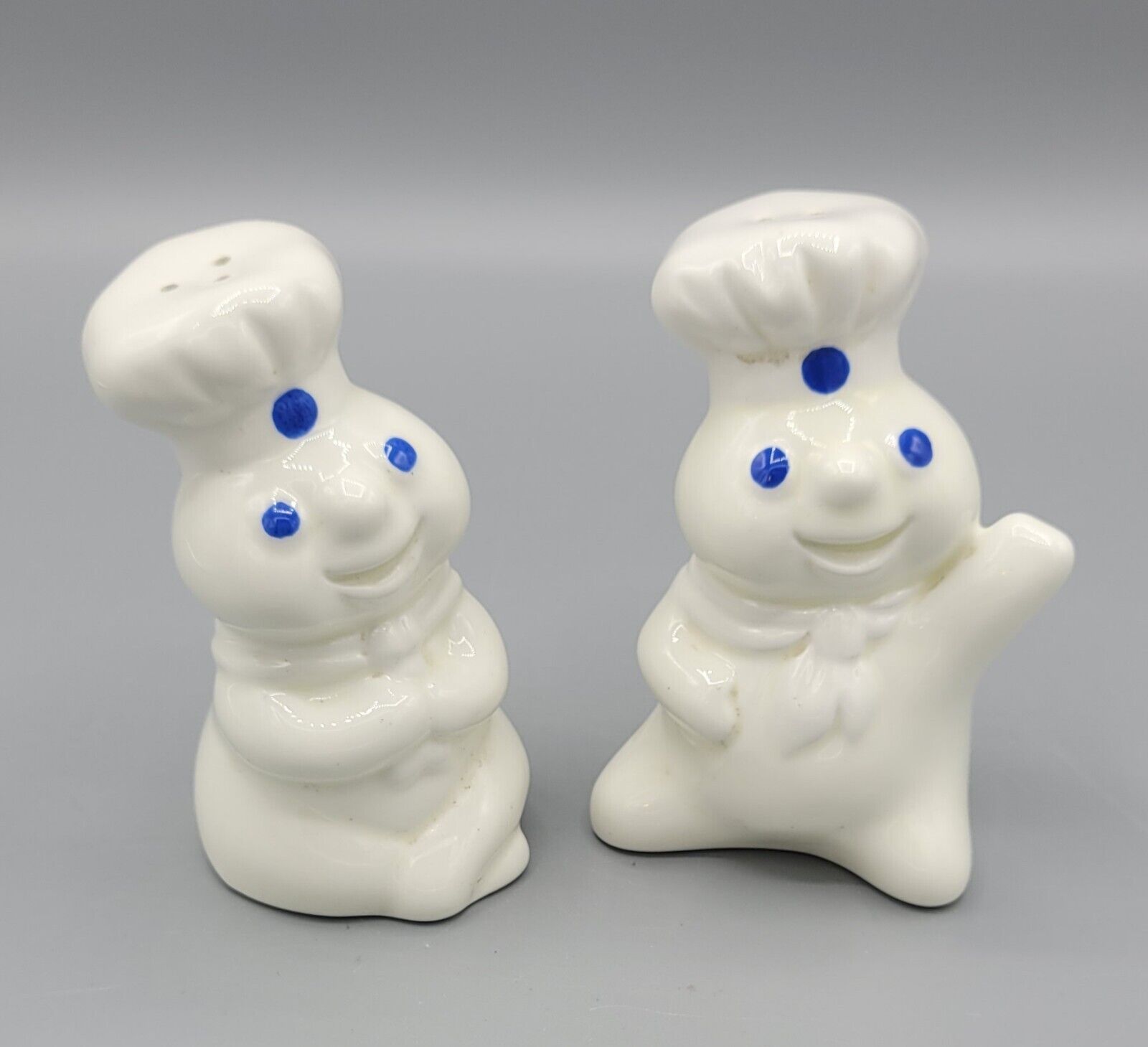 Vintage Porcelain Ceramic White Pillsbury Doughboy Salt & Pepper Shaker 1997