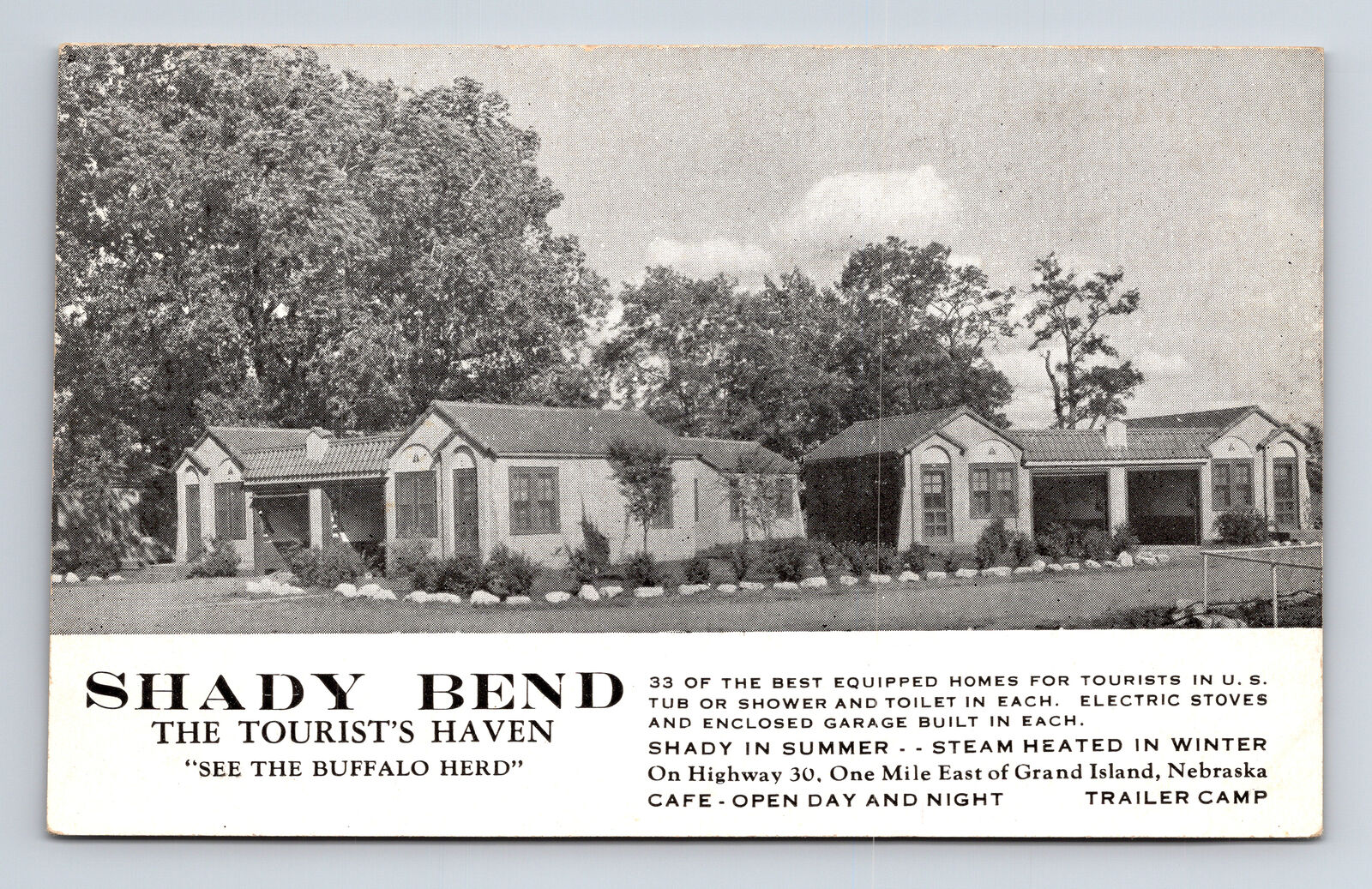 Shady Bend Tourist Homes Motel Cottages Grand Island Maine ME Postcard