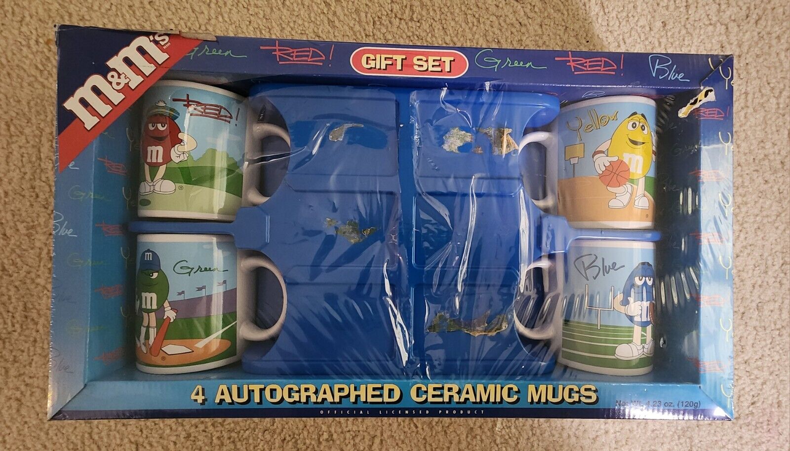 M&M\'s Sports Gift Mug Set 2003 Galerie Autographed Ceramic Mugs - Candy Removed