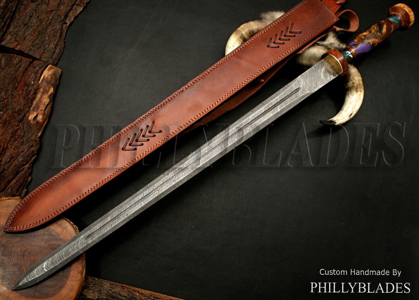 Custom Rare Hand Forged Damascus Steel Hunting Dagger | Viking | Medieval Sword.
