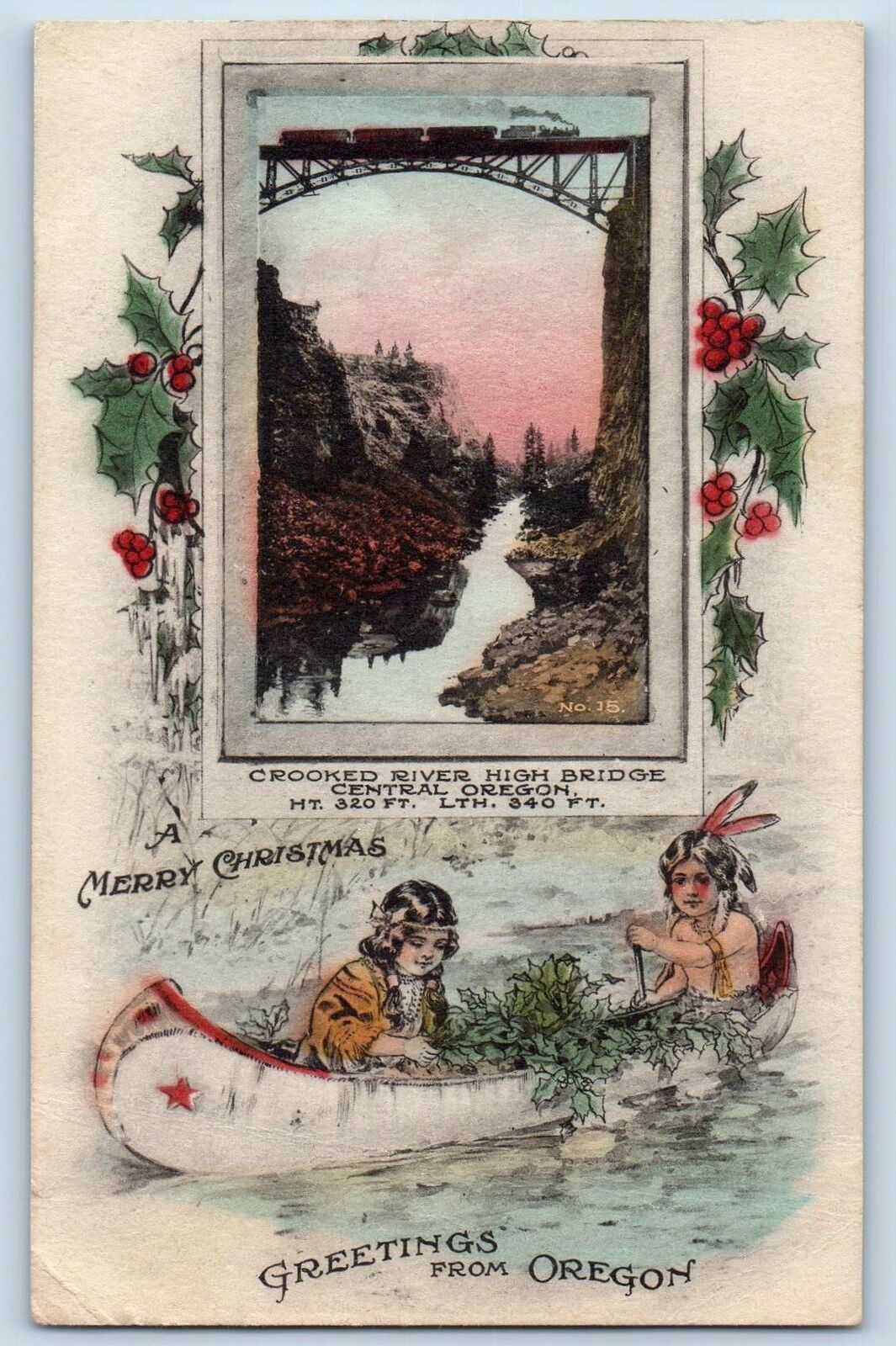 c1910\'s Greetings From Crooked River Oregon High Bridge Correspondence Postcard