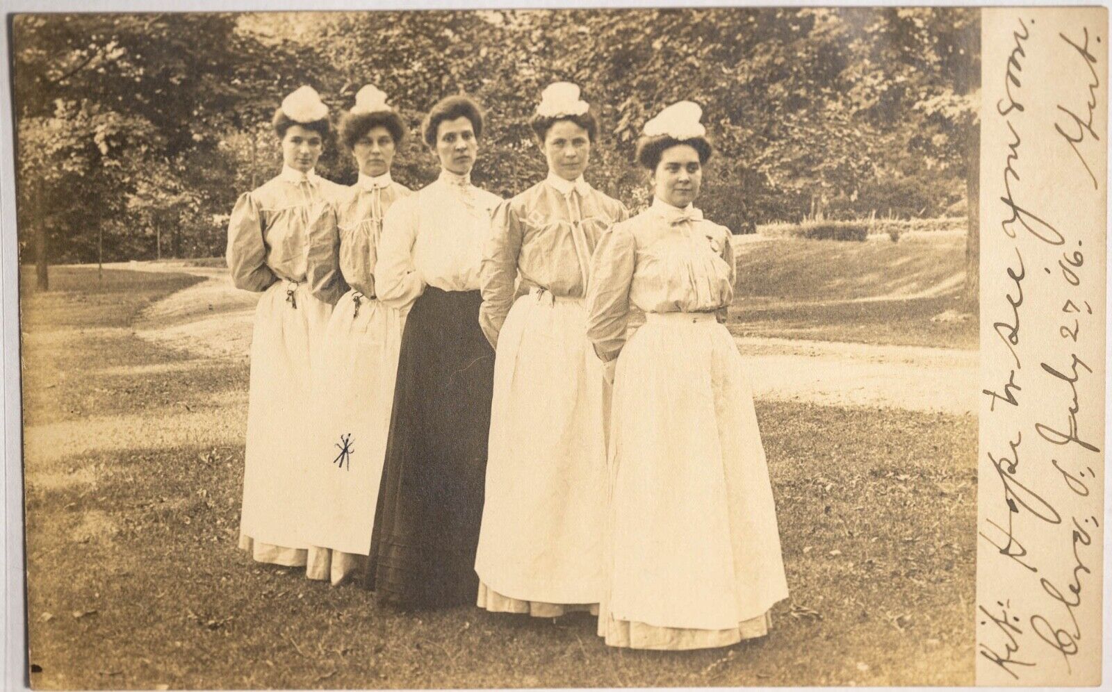 5 women undivided back 1906 postcard