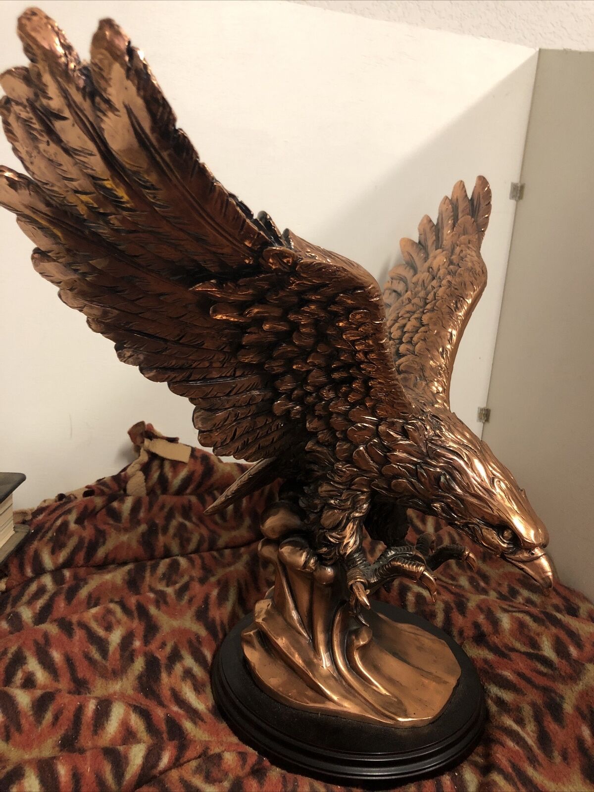 Bronze Bald Eagle Statue Electroplate 22 Inch Wingspan