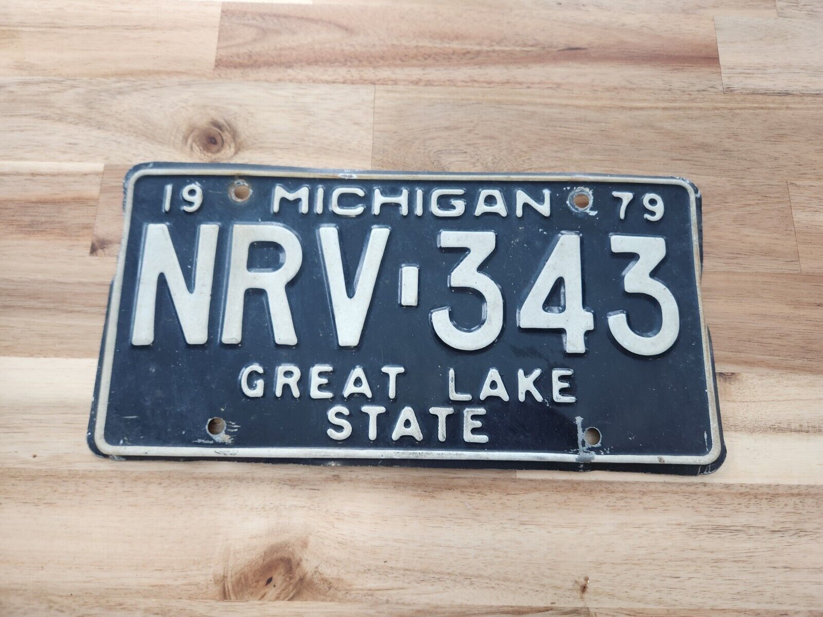 1979 Michigan License Plate - Great Lakes State - Black, Man Cave, Garage Decor