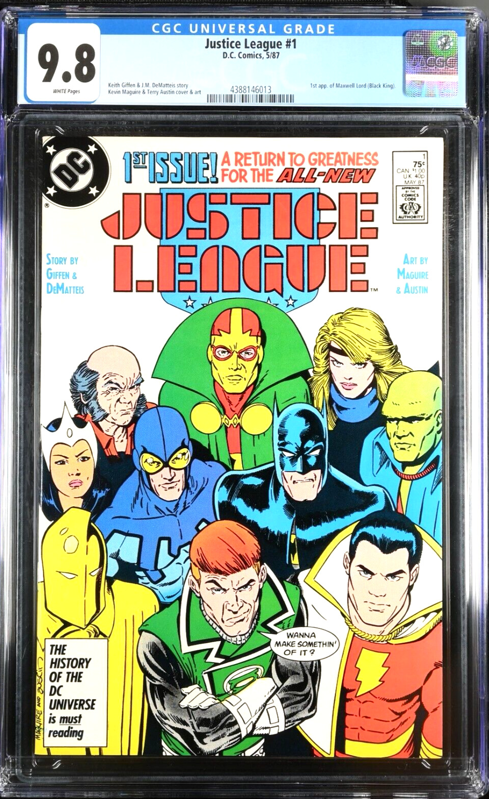 Justice League #1 CGC 9.8 (1987) 1st appearance of Maxwell Lord (Black King)